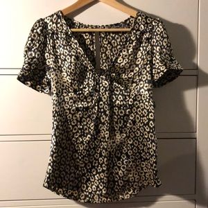 Guess black and pale gold fitted blouse